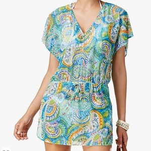 Lauren Ralph Lauren Beach Swim Cover Up Womens Large Tunic Vacation Paisley